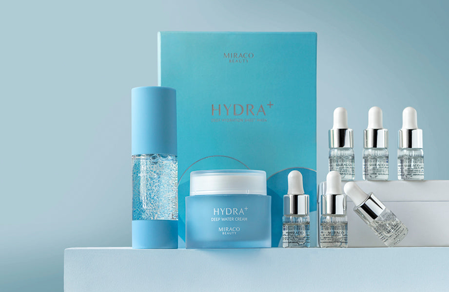 Essential skincare products of Miraco Beauty including S-Cell and Hydra+ collection